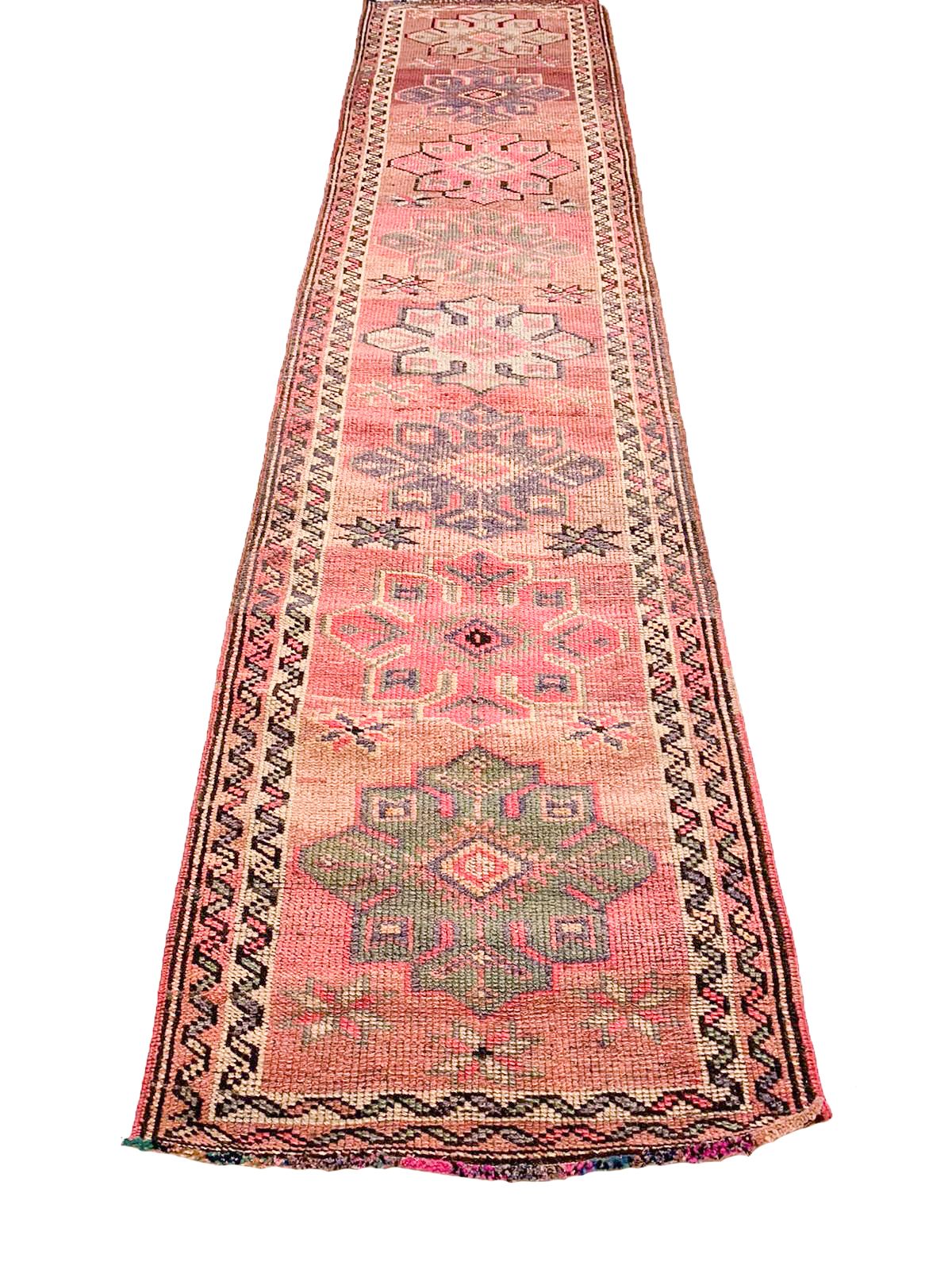3x13 Brown and Pink Turkish Tribal Rug