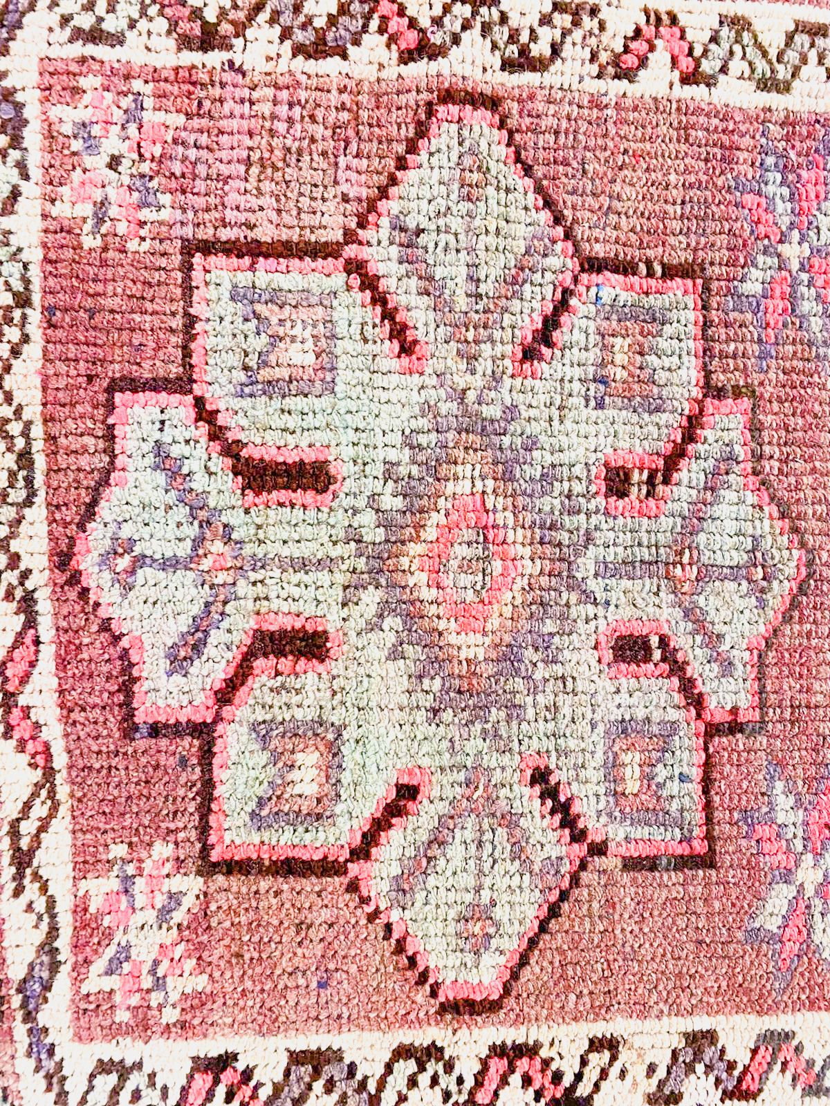 3x13 Brown and Pink Turkish Tribal Rug