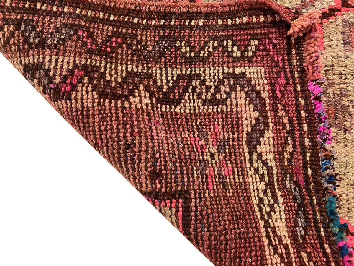 3x13 Brown and Pink Turkish Tribal Rug