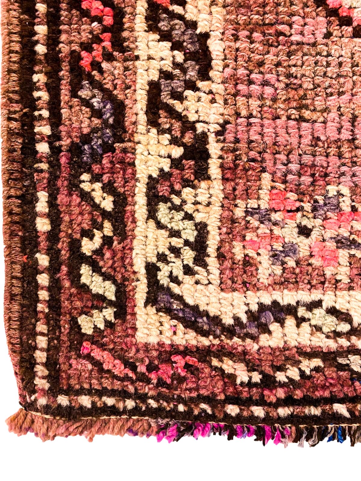 3x13 Brown and Pink Turkish Tribal Rug