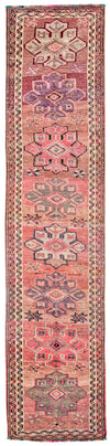 3x13 Brown and Pink Turkish Tribal Rug