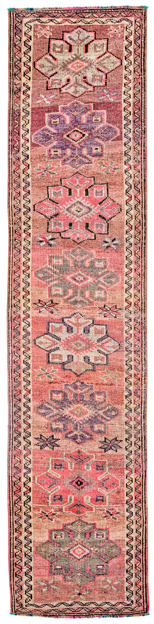 3x13 Brown and Pink Turkish Tribal Rug