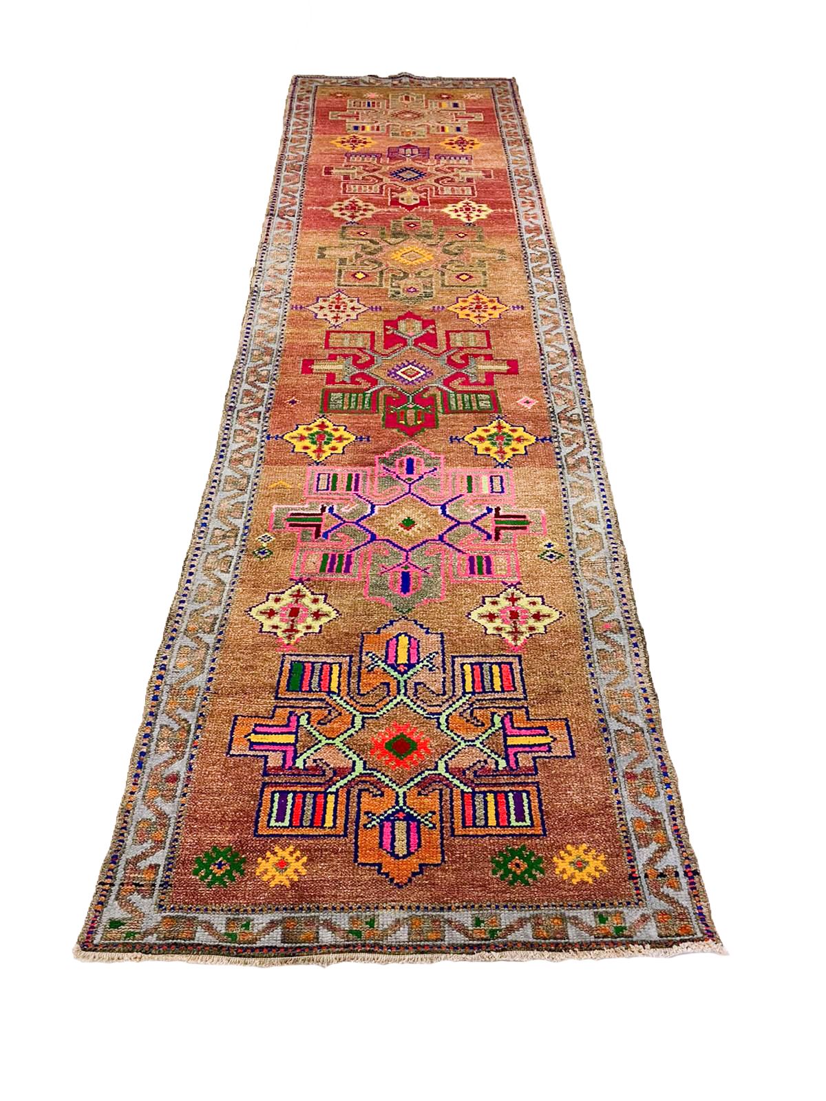 3x11 Pink and Blue Turkish Tribal Runner