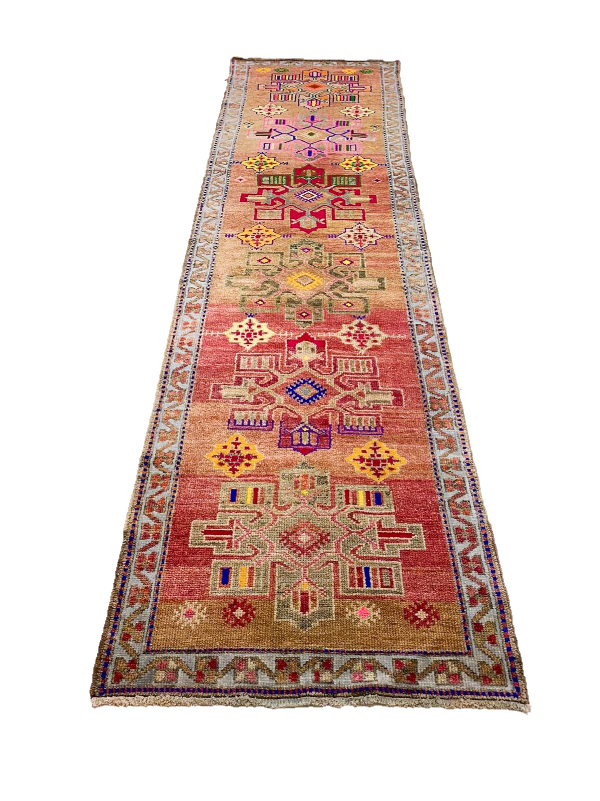 3x11 Pink and Blue Turkish Tribal Runner