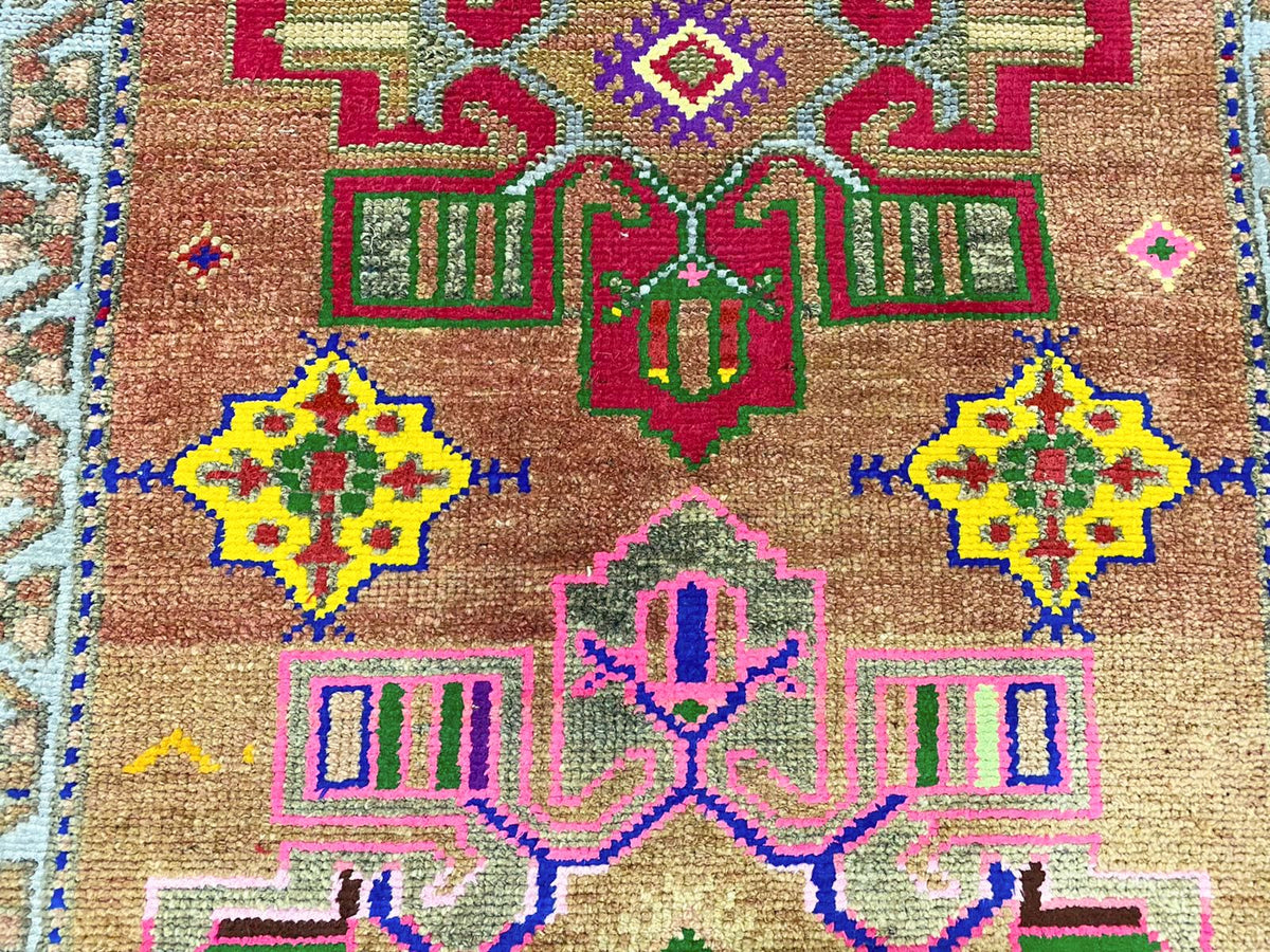 3x11 Pink and Blue Turkish Tribal Runner