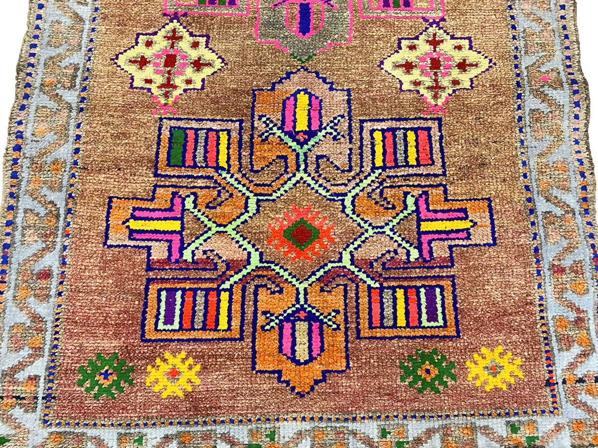 3x11 Pink and Blue Turkish Tribal Runner