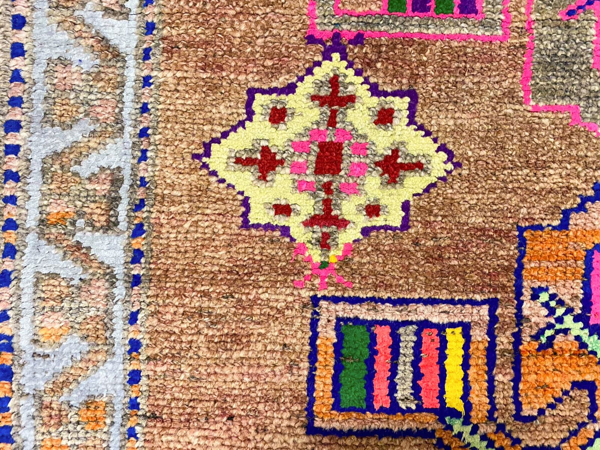 3x11 Pink and Blue Turkish Tribal Runner