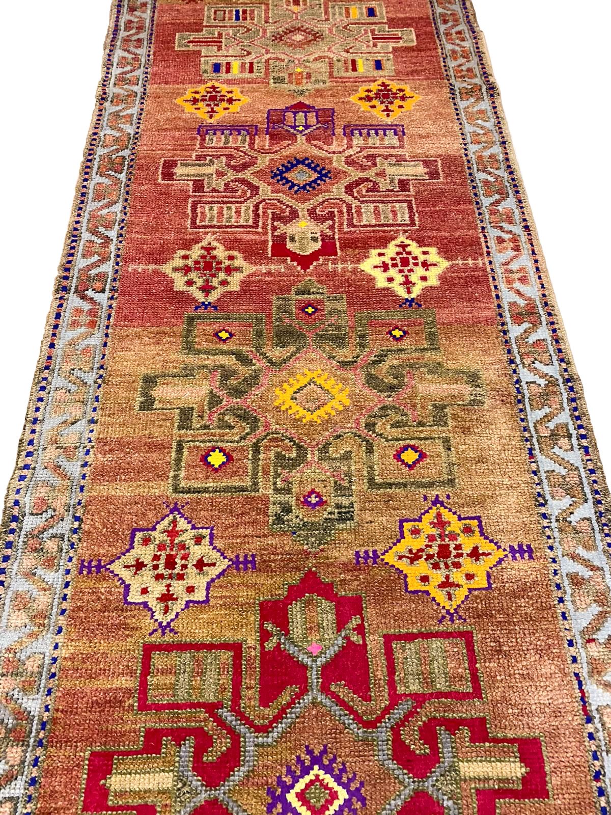 3x11 Pink and Blue Turkish Tribal Runner