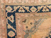 6x11 Beige and Navy Turkish Tribal Rug