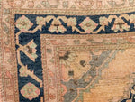 6x11 Beige and Navy Turkish Tribal Rug