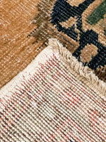 6x11 Beige and Navy Turkish Tribal Rug