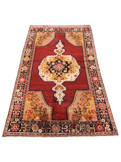 4x7 Red and Black Turkish Tribal Rug