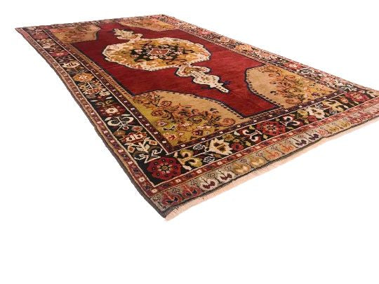 4x7 Red and Black Turkish Tribal Rug
