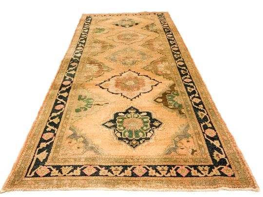 5x11 Beige and Brown Turkish Tribal Runner