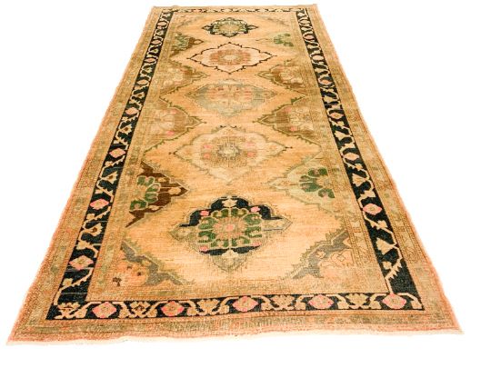 5x11 Beige and Brown Turkish Tribal Runner