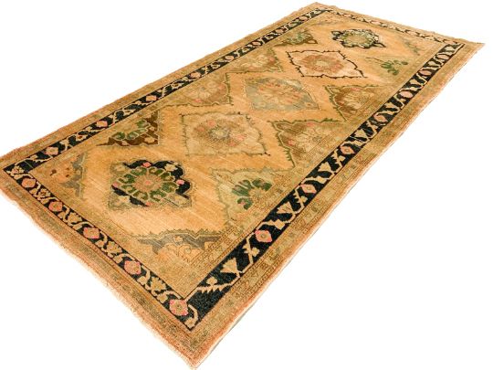 5x11 Beige and Brown Turkish Tribal Runner