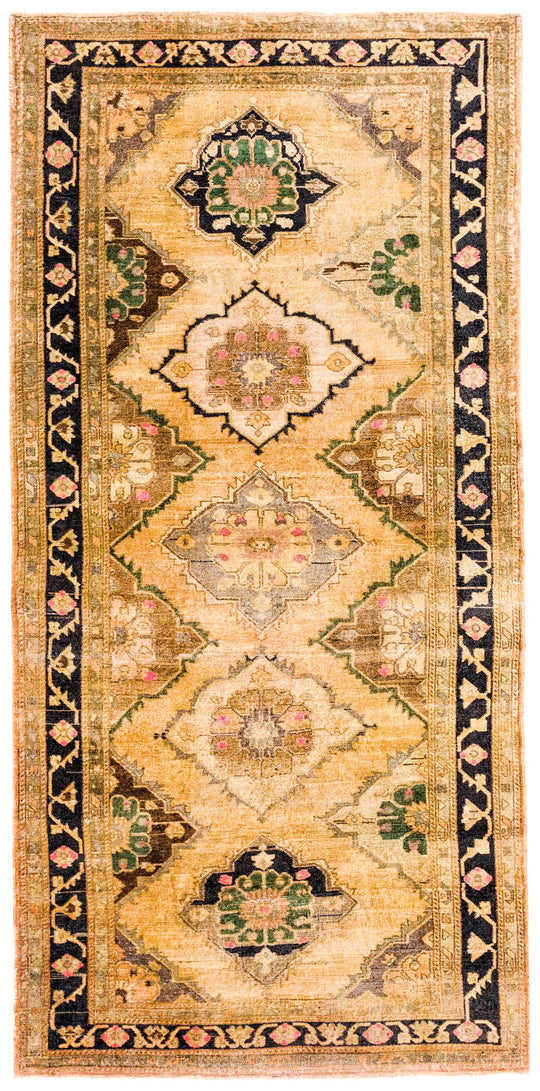 5x11 Beige and Brown Turkish Tribal Runner