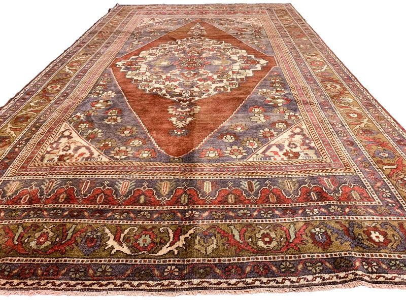 6x10 Brown and Gray Turkish Tribal Rug