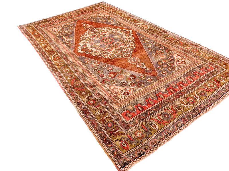 6x10 Brown and Gray Turkish Tribal Rug