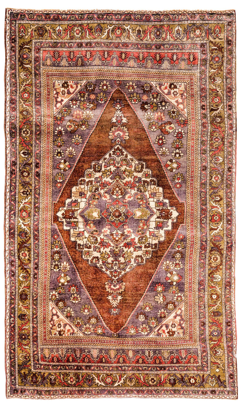 6x10 Brown and Gray Turkish Tribal Rug