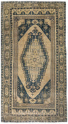 5x10 Beige and Blue Turkish Tribal Rug