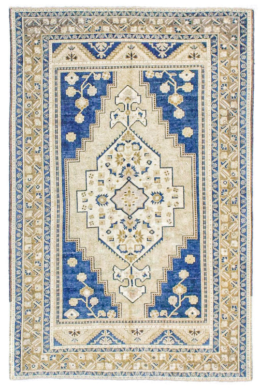 6x8 Green and Blue Turkish Tribal Rug