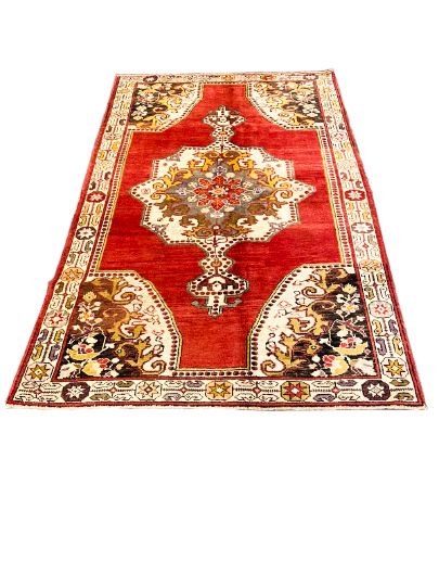 5x8 Red and Gold Turkish Tribal Rug