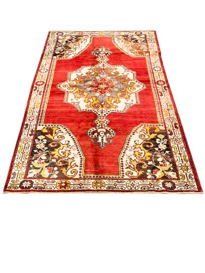 5x8 Red and Gold Turkish Tribal Rug