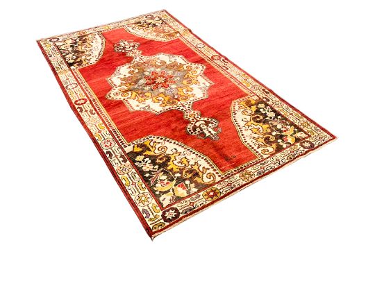 5x8 Red and Gold Turkish Tribal Rug