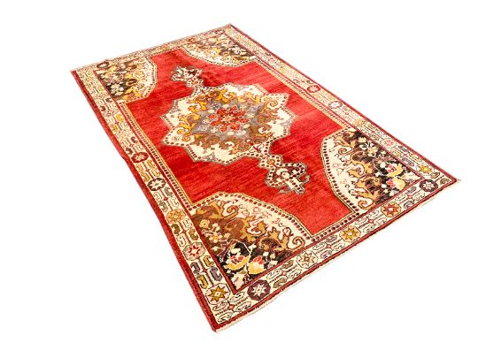 5x8 Red and Gold Turkish Tribal Rug