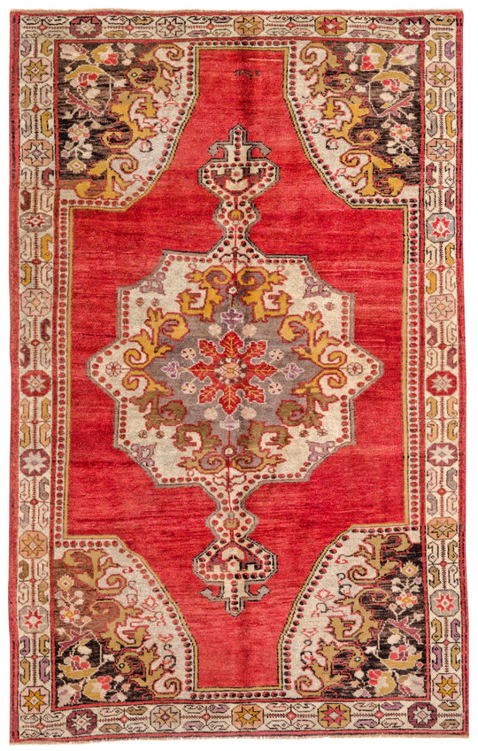 5x8 Red and Gold Turkish Tribal Rug