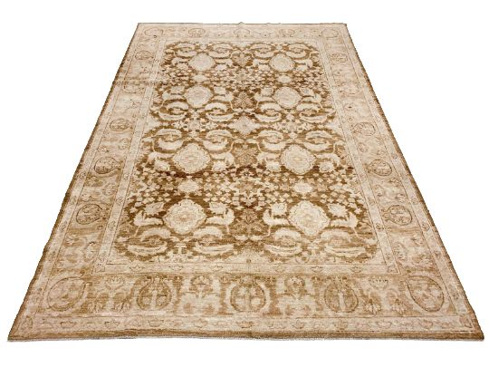 6x9 Brown and Beige Turkish Oushak Rug