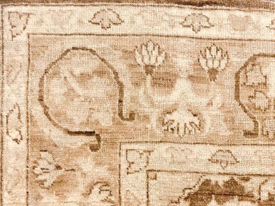 6x9 Brown and Beige Turkish Oushak Rug