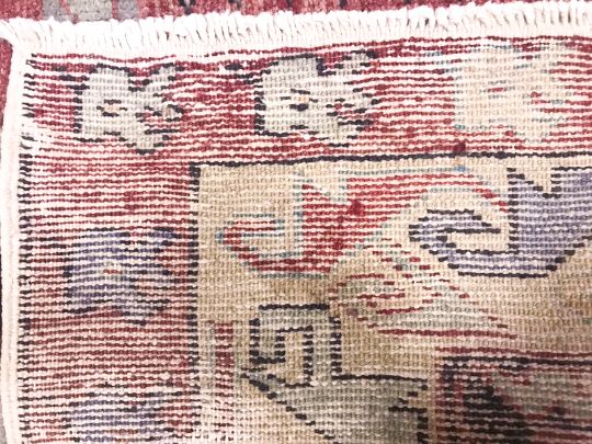 6x11 Beige and Red Turkish Tribal Rug