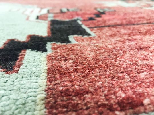 6x11 Beige and Red Turkish Tribal Rug