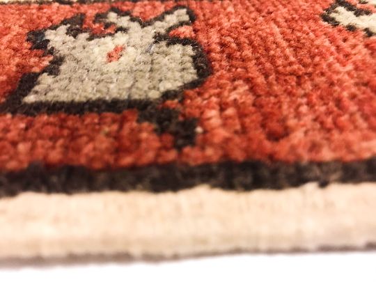 6x11 Beige and Red Turkish Tribal Rug