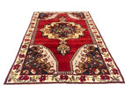 5x8 Beige and Red Turkish Tribal Rug