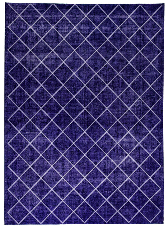 9x13 Purple and White Turkish Overdyed Rug