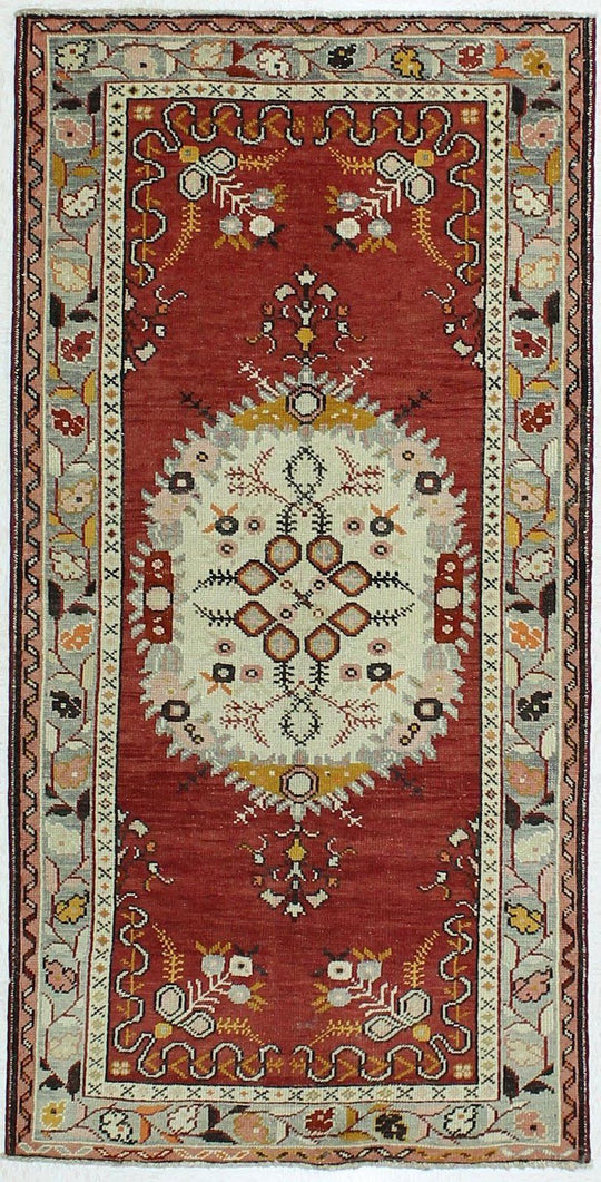3x7 Rust and Ivory Turkish Tribal Rug