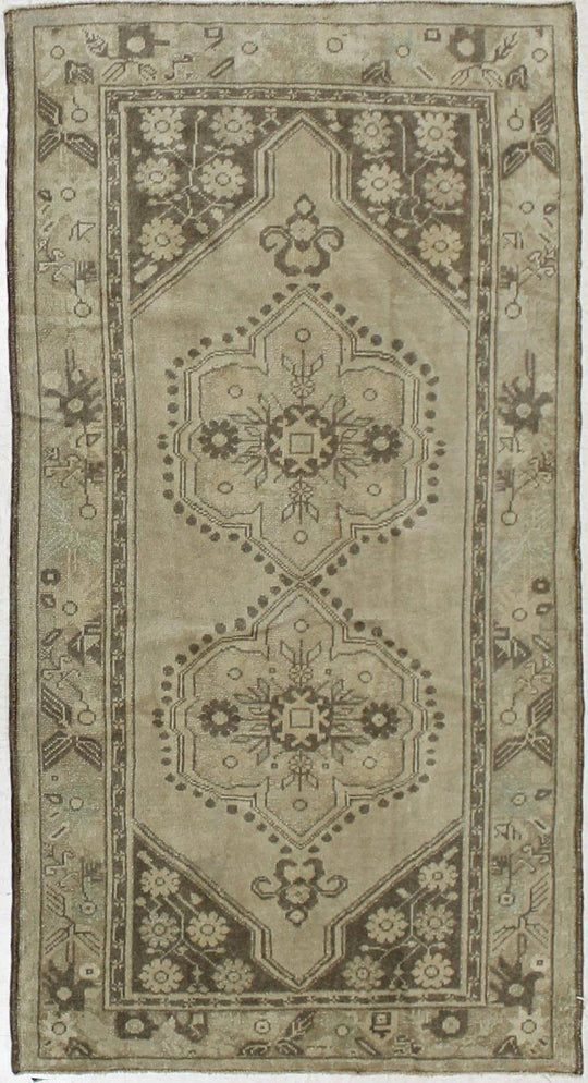 4x7 Ivory and Gray Turkish Tribal Rug