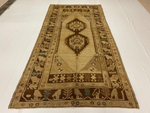 5x9 Beige and Brown Turkish Tribal Rug