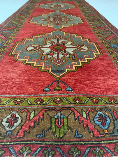 5x12 Rust and Gray Turkish Tribal Runner