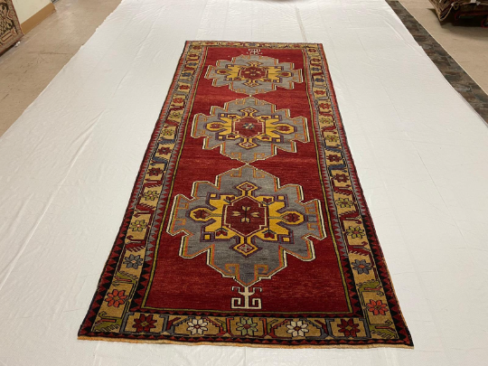 5x11 Gray and Red Turkish Tribal Runner