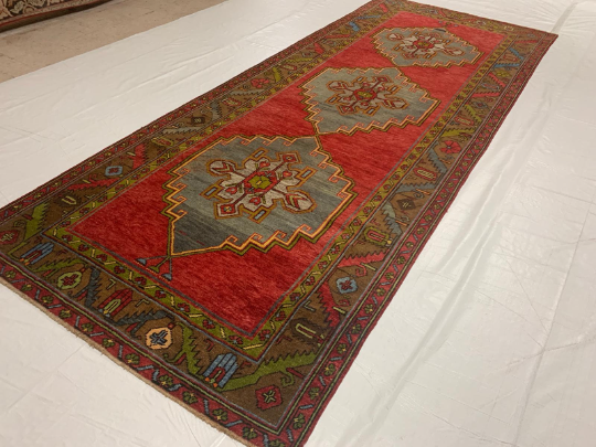 5x12 Rust and Gray Turkish Tribal Runner