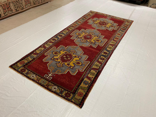 5x11 Gray and Red Turkish Tribal Runner