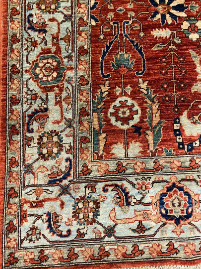 6x9 Blue and Red Traditional Rug