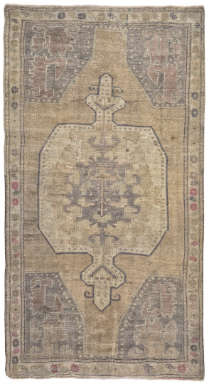 5x9 Gray and Beige Turkish Tribal Rug