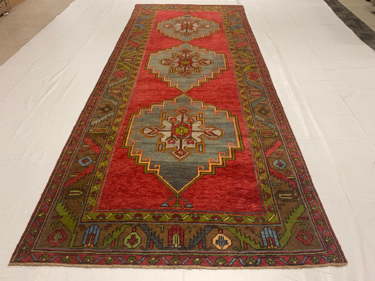 5x12 Rust and Gray Turkish Tribal Runner