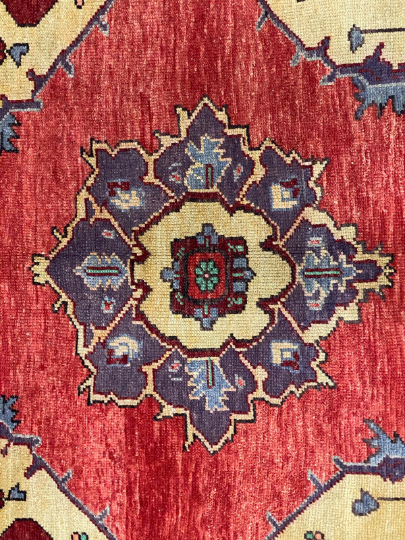 4x9 Gold and Red Turkish Tribal Rug