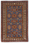Vintage Handmade 4x6 Blue and Beige Anatolian Caucasian Tribal Distressed Area Rug